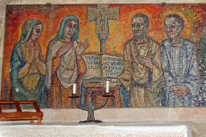 Saints Eustochium, Paula, Jerome, and Eusebius of Cremona in Jerome’s Bethlehem Cave (Photo by Don Knebel)