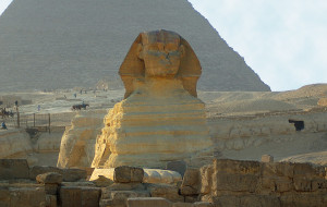 Great Sphinx and Pyramid of Khafra (Photo by Don Knebel)