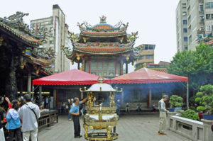 Inside Longshan Temple in Taipei, Taiwan (Photo by Don Knebel)